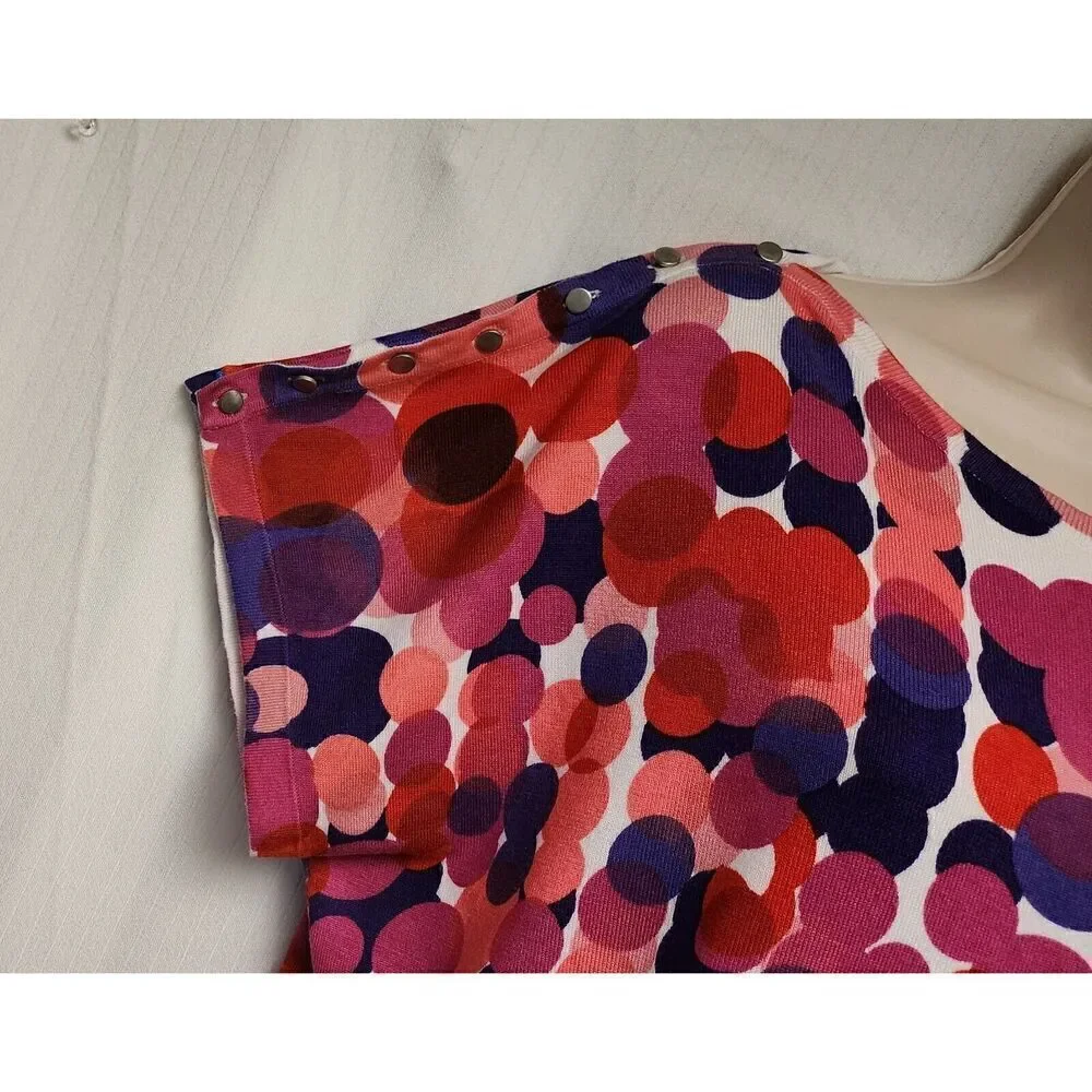 Joseph A Boat Neck Colorblock Sweater Multicolor Dots XL